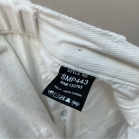 Pol Wide Leg Baggy Ripped White Denim Jeans 100% Cotton Women’s Size M - Picture 6 of 8